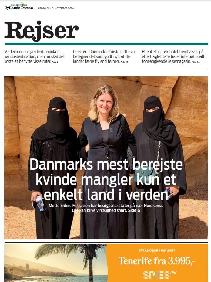 Mette Ehlers Mikkelsen kan blive første danske kvinde, der har besøgt alle lande i verden. – Jyllandsposten lørdag 9. oktober 2024